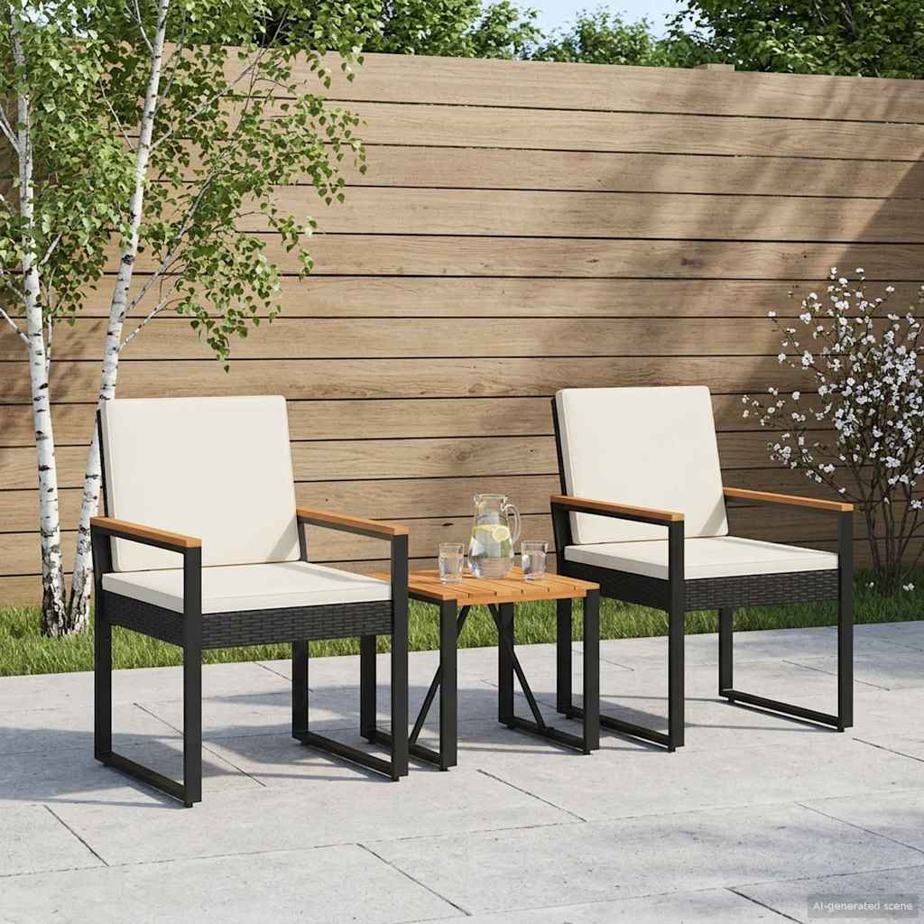 Ensemble de meubles d'extérieur 3 pcs Noir et blanc crème - XIOS