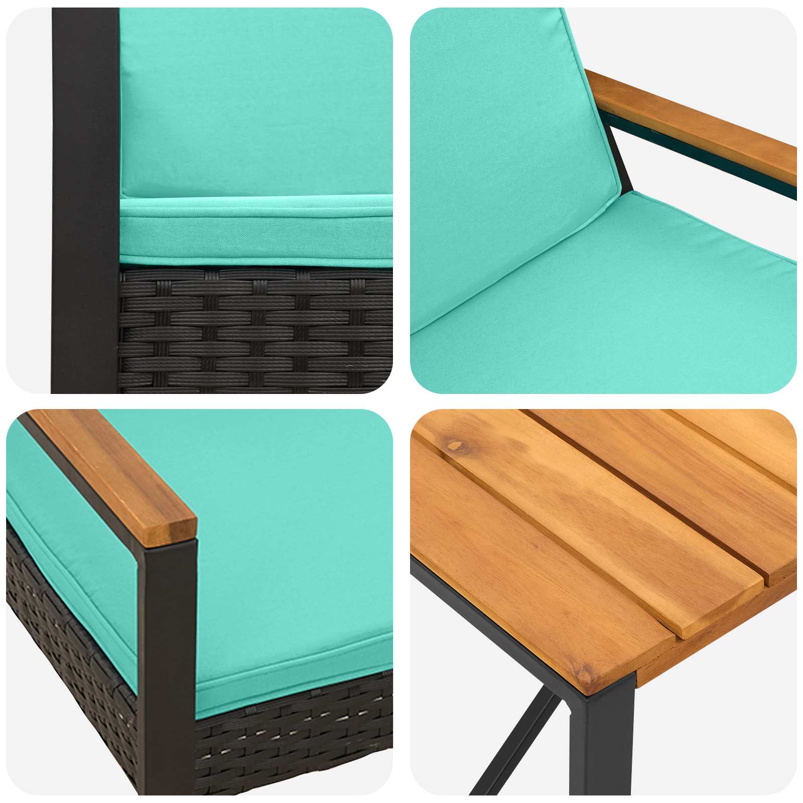 Ensemble de meubles d'extérieur 3 pcs Noir et turquoise - XIOS
