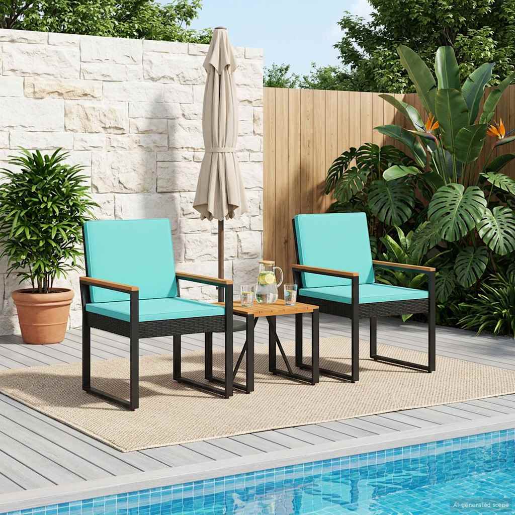 Ensemble de meubles d'extérieur 3 pcs Noir et turquoise - XIOS