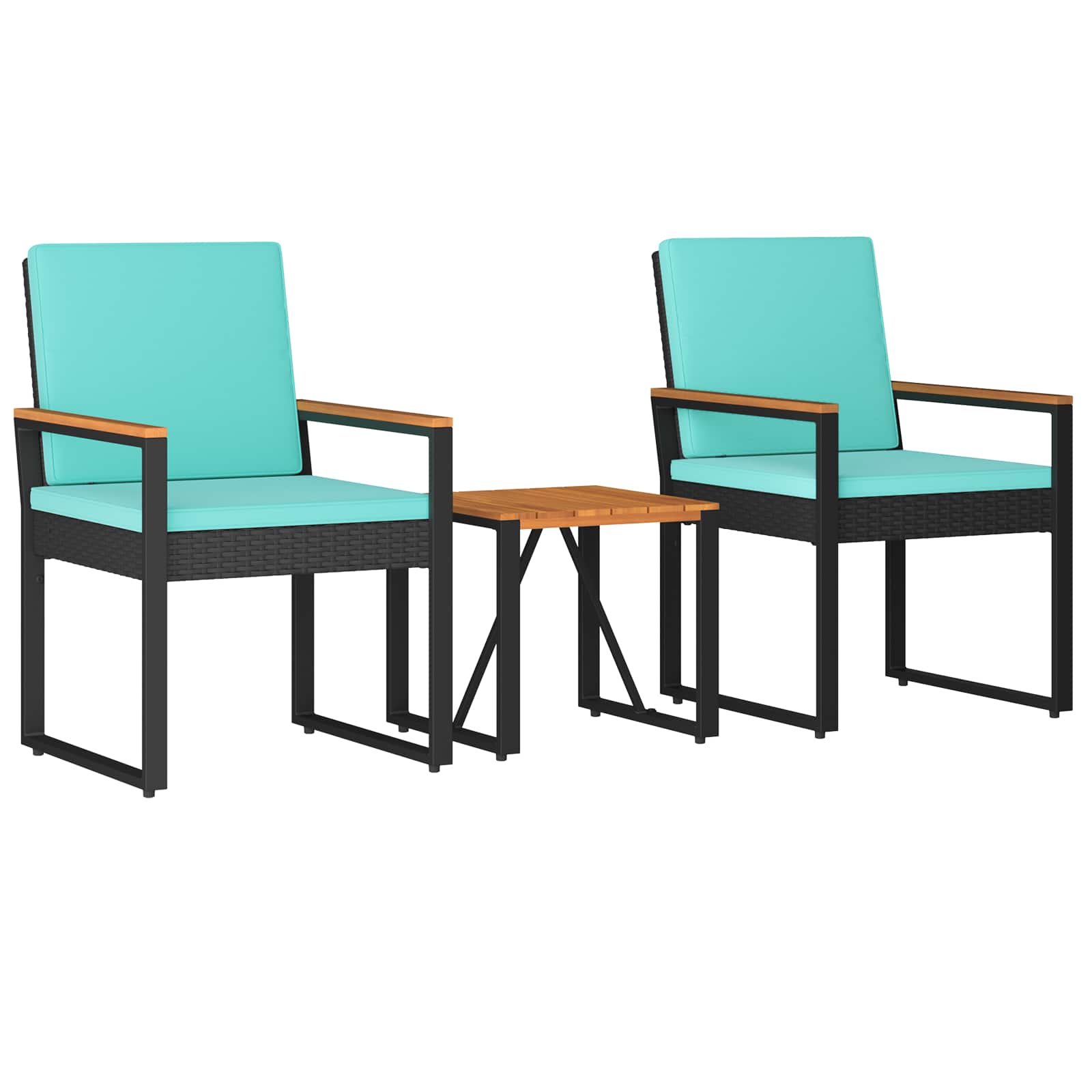 Ensemble de meubles d'extérieur 3 pcs Noir et turquoise - XIOS