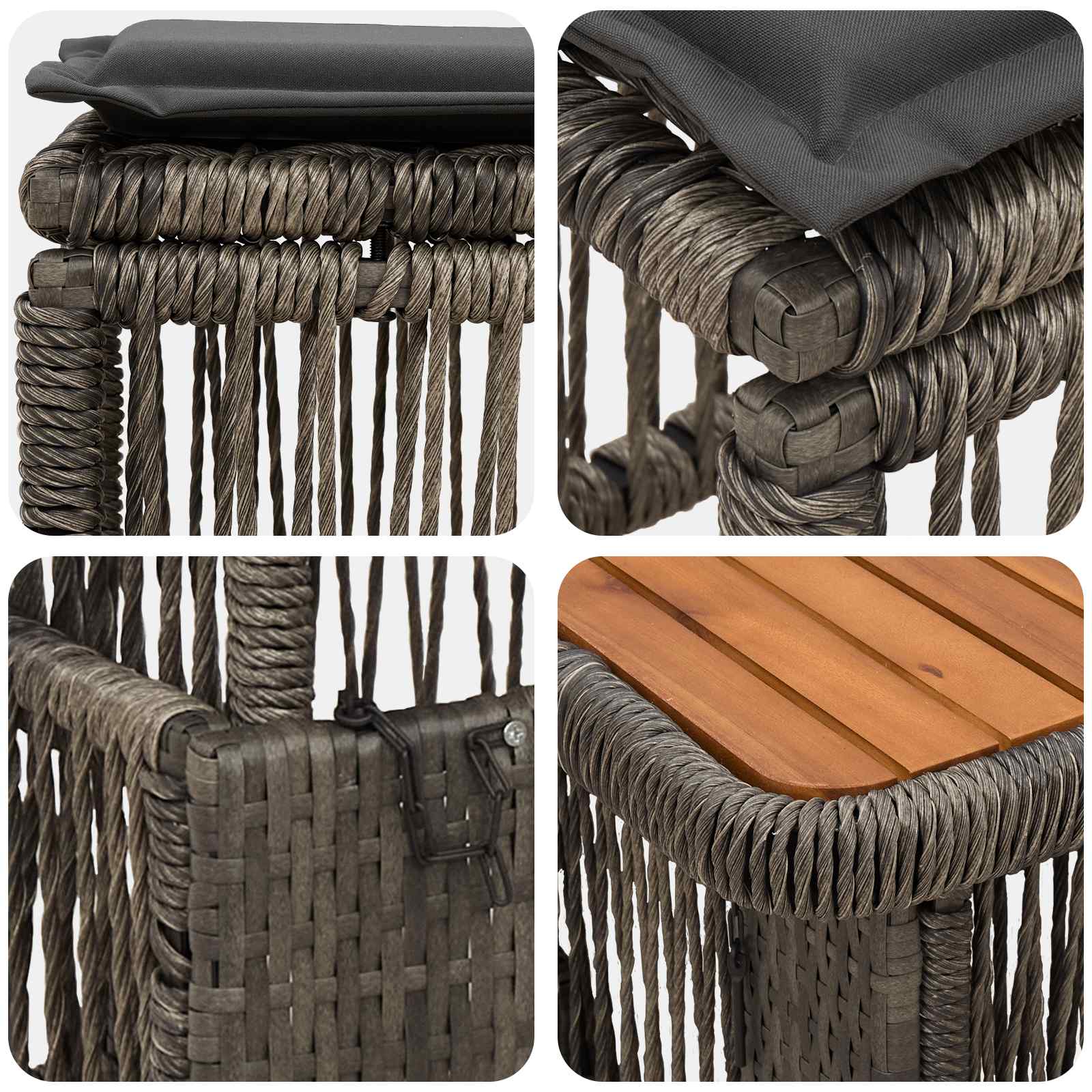 Ensemble de salle à manger pour jardin 3 pcs Gris et Gris foncé - XIOS