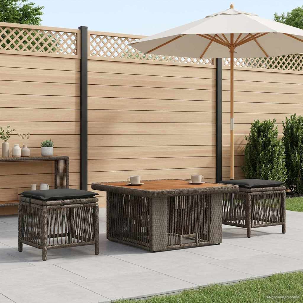 Ensemble de salle à manger pour jardin 3 pcs Gris et Gris foncé - XIOS
