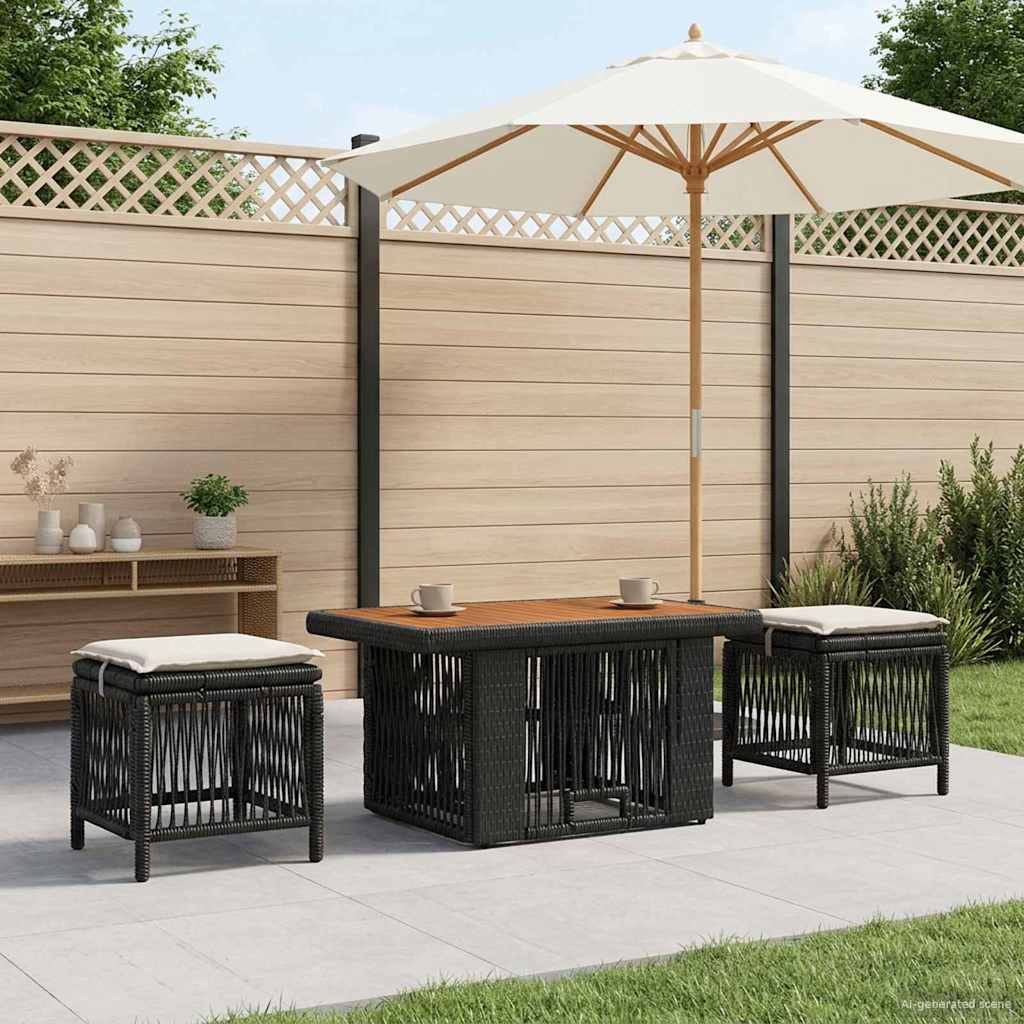 Ensemble de salle à manger pour jardin 3 pcs Noir et Crème - XIOS