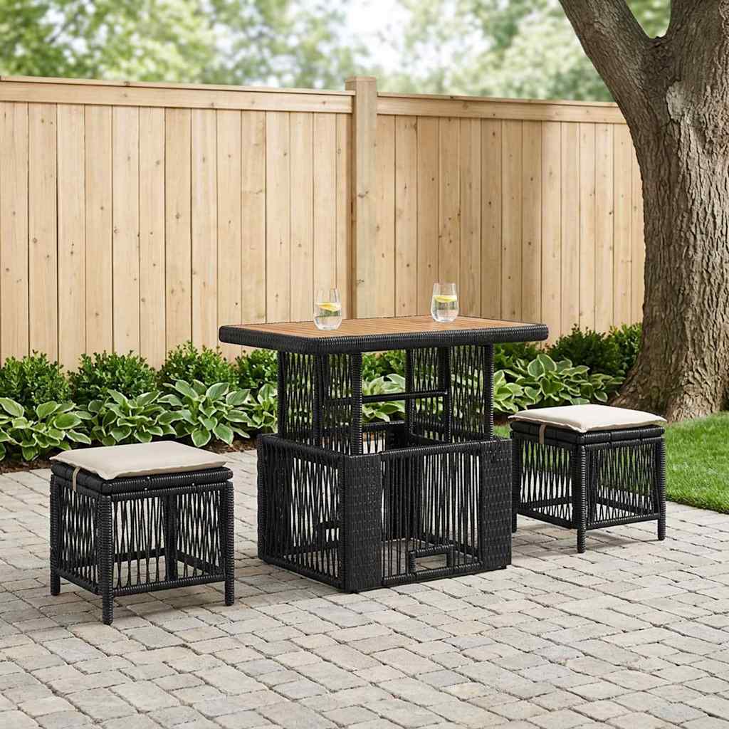 Ensemble de salle à manger pour jardin 3 pcs Noir et Crème - XIOS