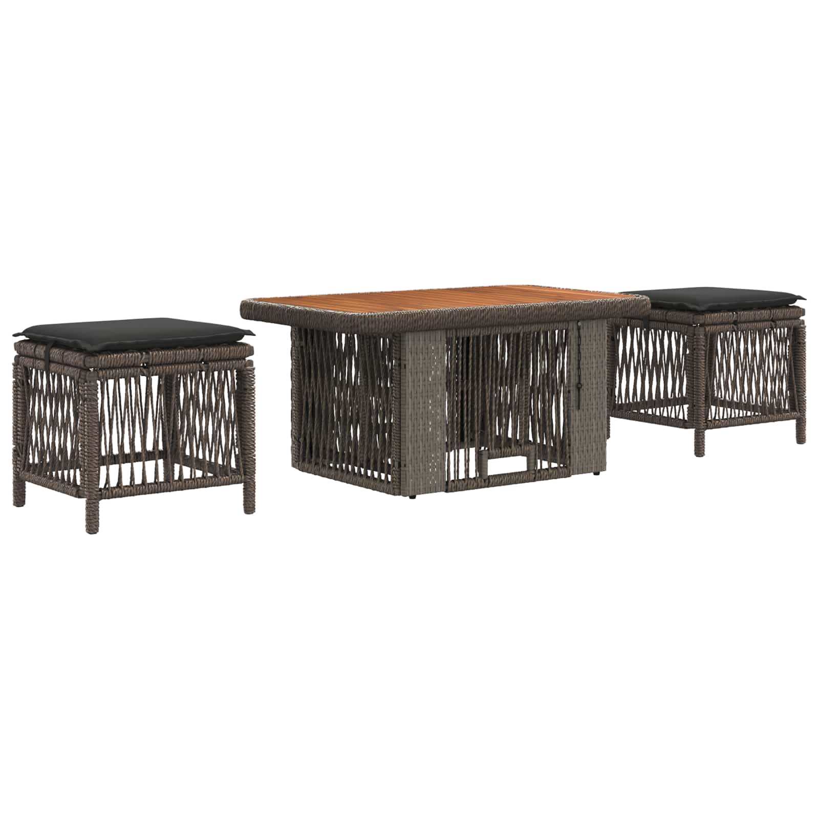 Ensemble de salle à manger pour jardin 3 pcs Gris et Gris foncé - XIOS