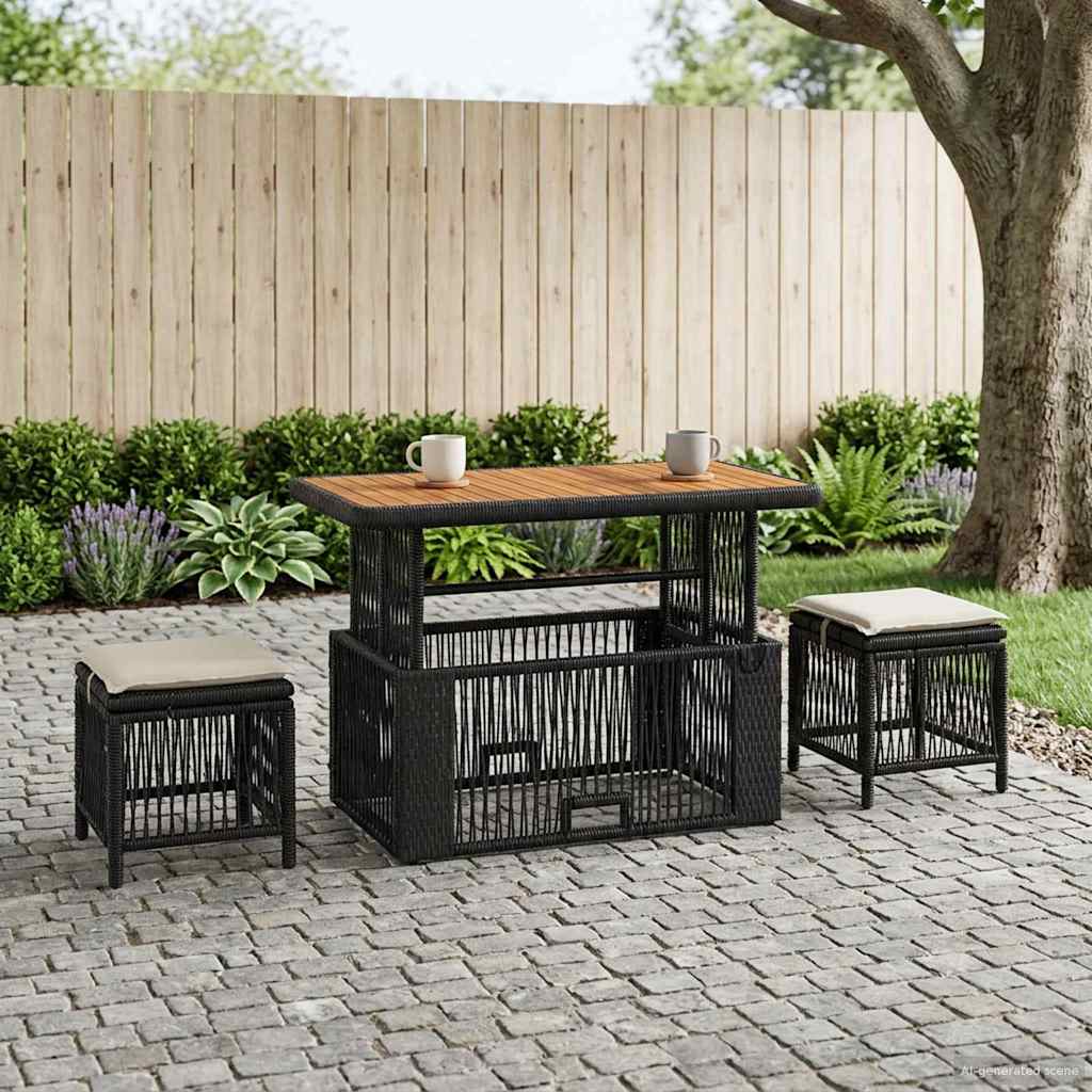 Ensemble de salle à manger pour jardin 4 pcs Noir et Crème - XIOS