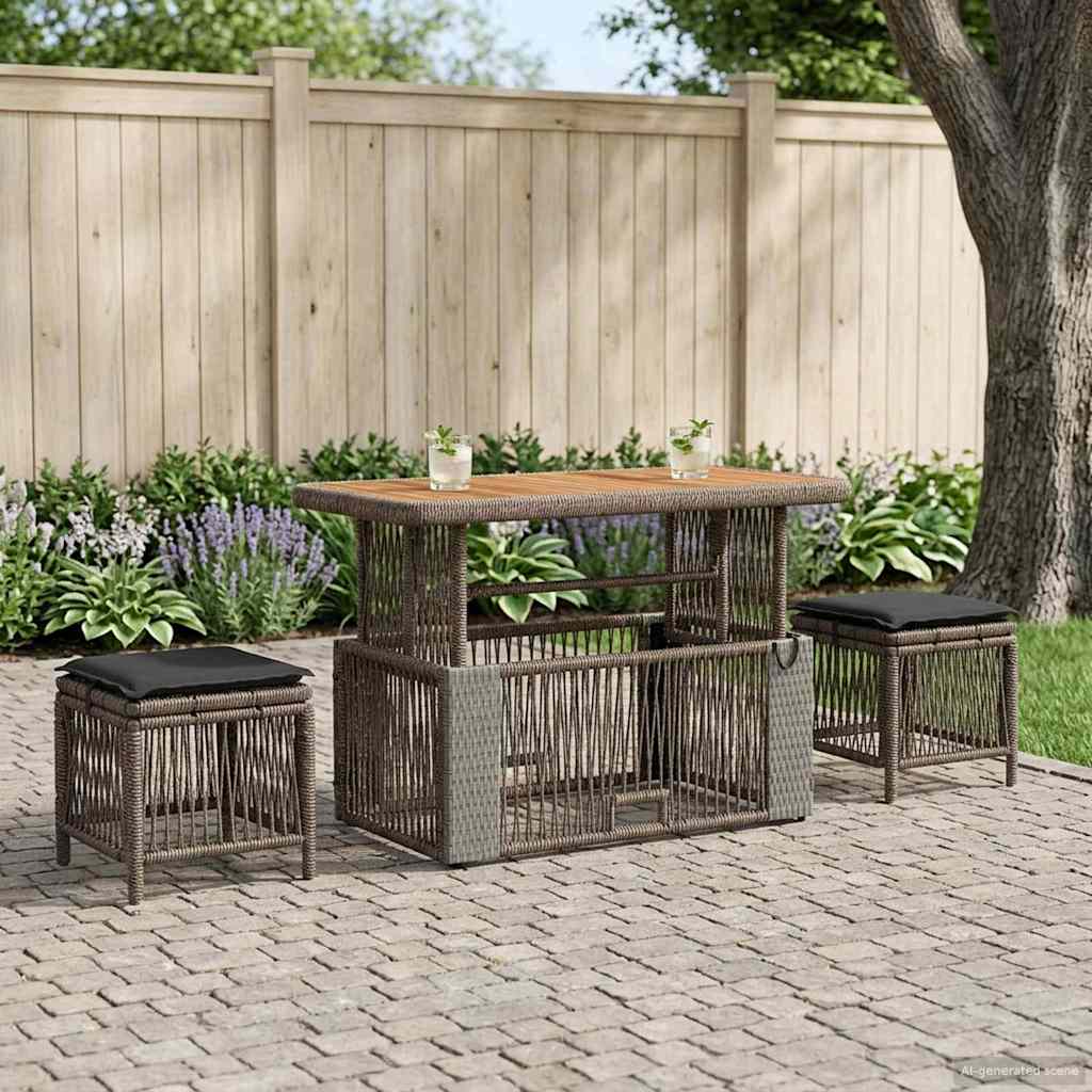 Ensemble de salle à manger pour jardin 4 pcs Gris et Gris foncé - XIOS