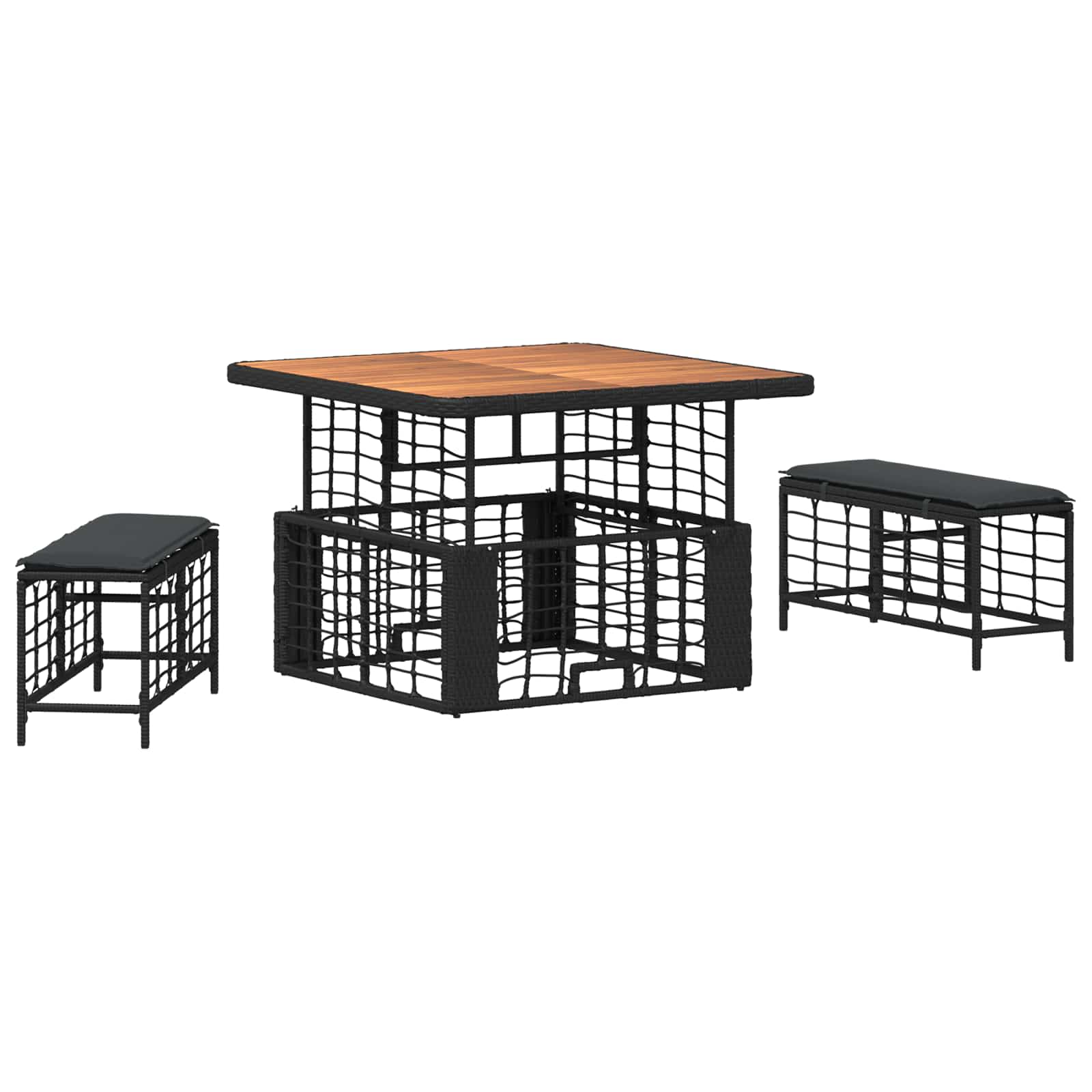 Ensemble de salle à manger pour jardin 3 pcs Noir et gris - XIOS