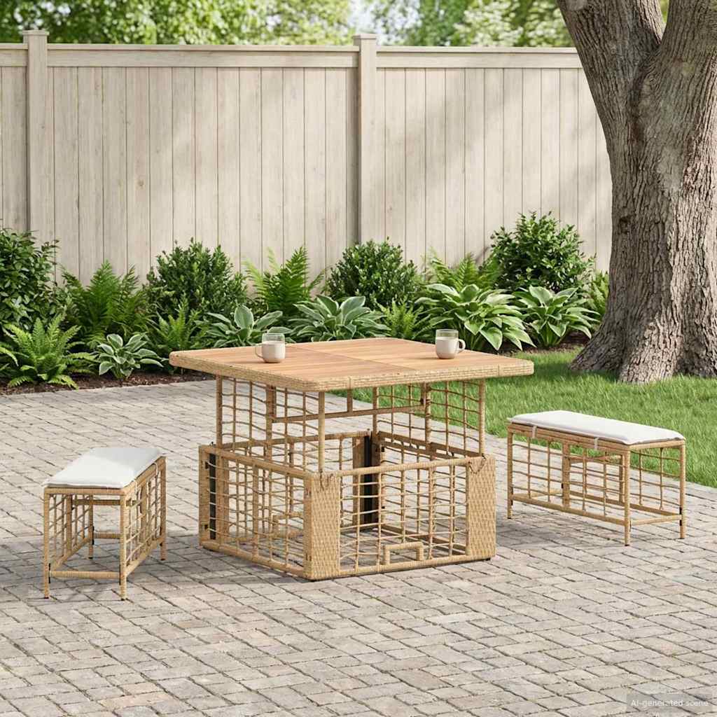 Ensemble de salle à manger pour jardin 3 pcs Nature et Blanc - XIOS