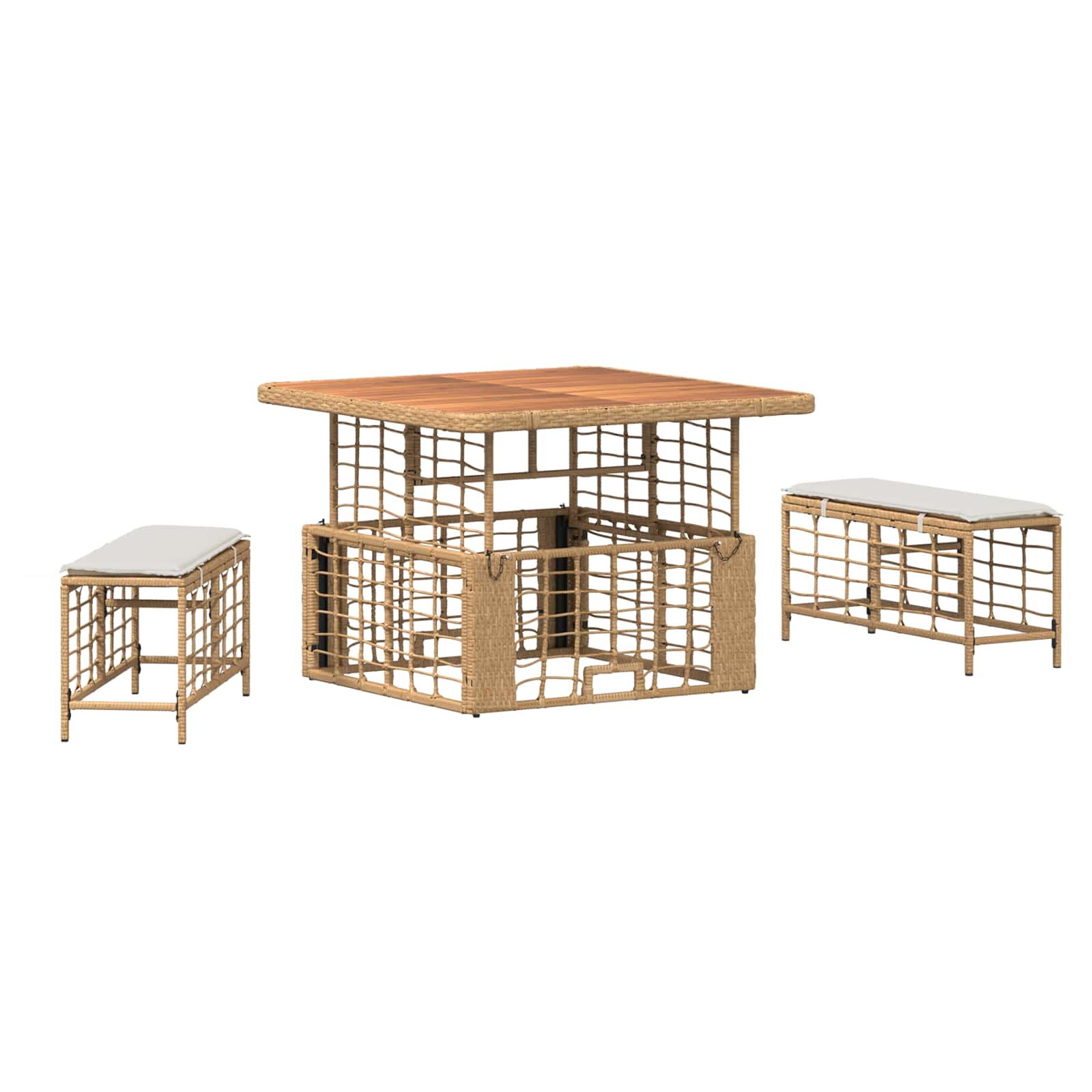 Ensemble de salle à manger pour jardin 3 pcs Nature et Blanc - XIOS