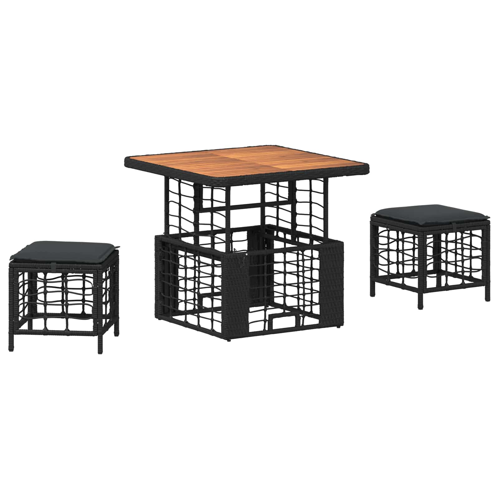 Ensemble de salle à manger pour jardin 3 pcs Noir et gris - XIOS