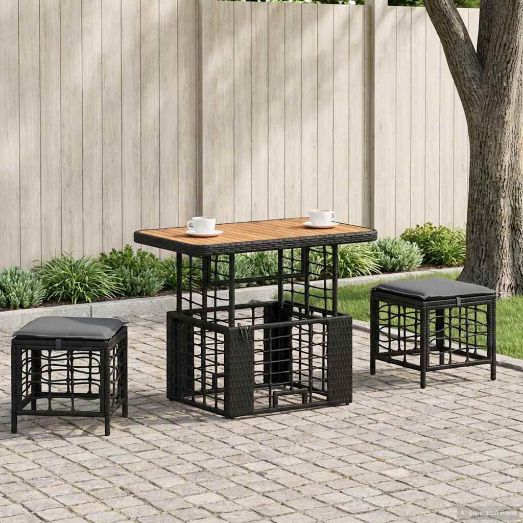 Ensemble de salle à manger pour jardin 3 pcs Noir et gris - XIOS