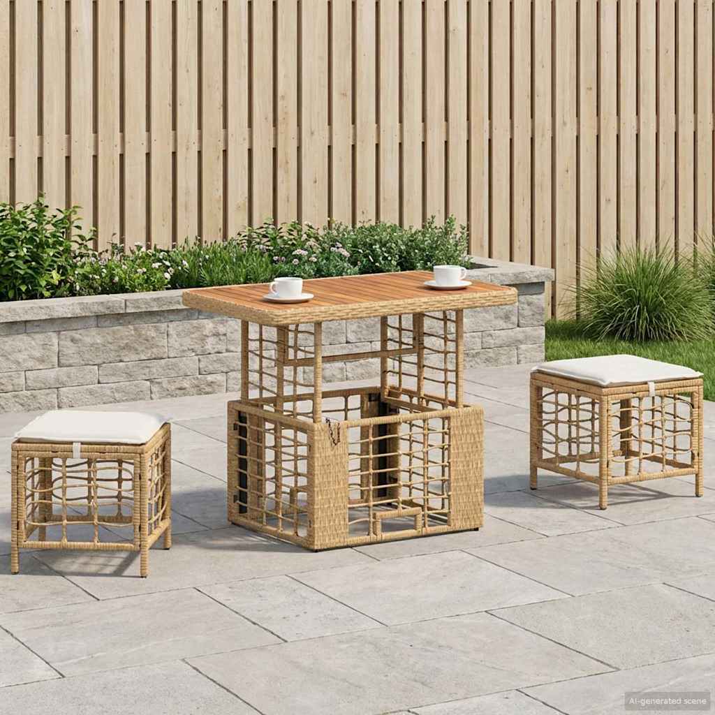 Ensemble de salle à manger pour jardin 3 pcs Nature et Blanc - XIOS