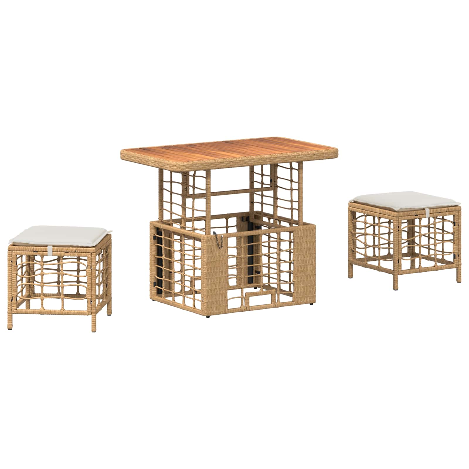 Ensemble de salle à manger pour jardin 3 pcs Nature et Blanc - XIOS