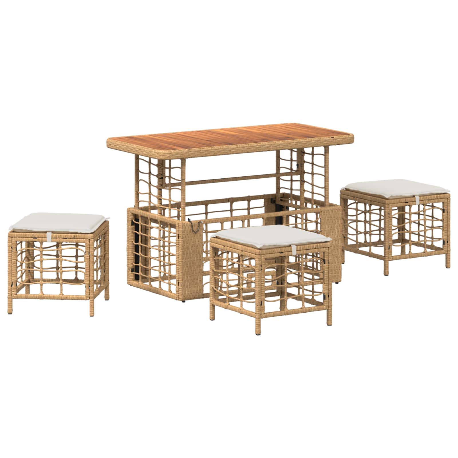 Ensemble de salle à manger pour jardin 4 pcs Nature et Blanc - XIOS