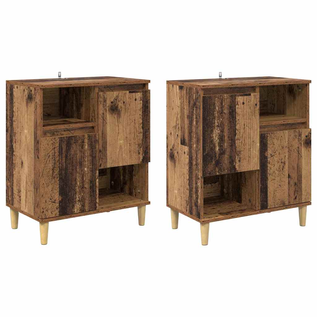 Buffets 2 pcs Bois Ancien 60 x 35 x 70 cm Bois d'ingénierie - XIOS