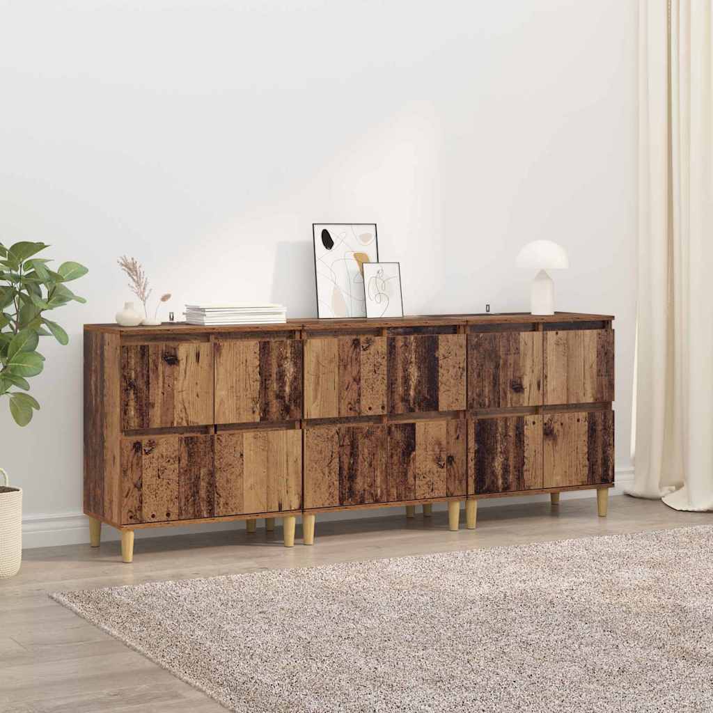 Buffets 3 pcs Bois Ancien 60 x 35 x 70 cm Bois d'ingénierie - XIOS