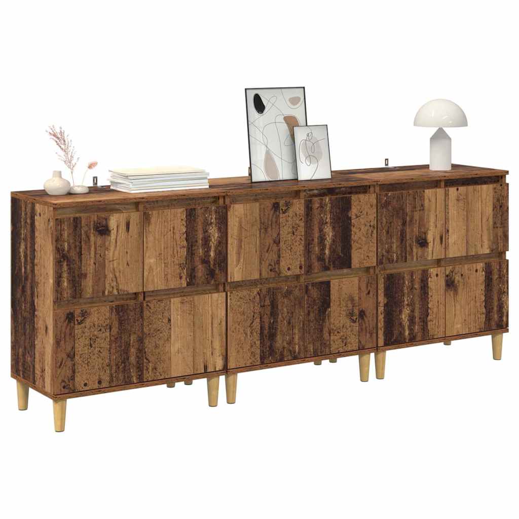 Buffets 3 pcs Bois Ancien 60 x 35 x 70 cm Bois d'ingénierie - XIOS