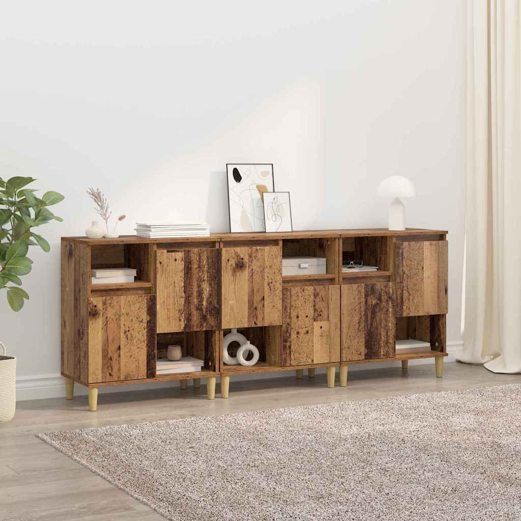 Buffets 3 pcs Bois Ancien 60 x 35 x 70 cm Bois d'ingénierie - XIOS