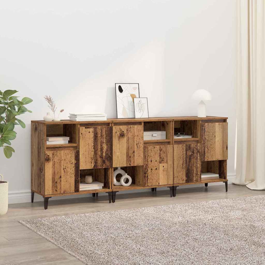 Buffets 3 pcs Bois Ancien 60 x 35 x 70 cm Bois d'ingénierie - XIOS