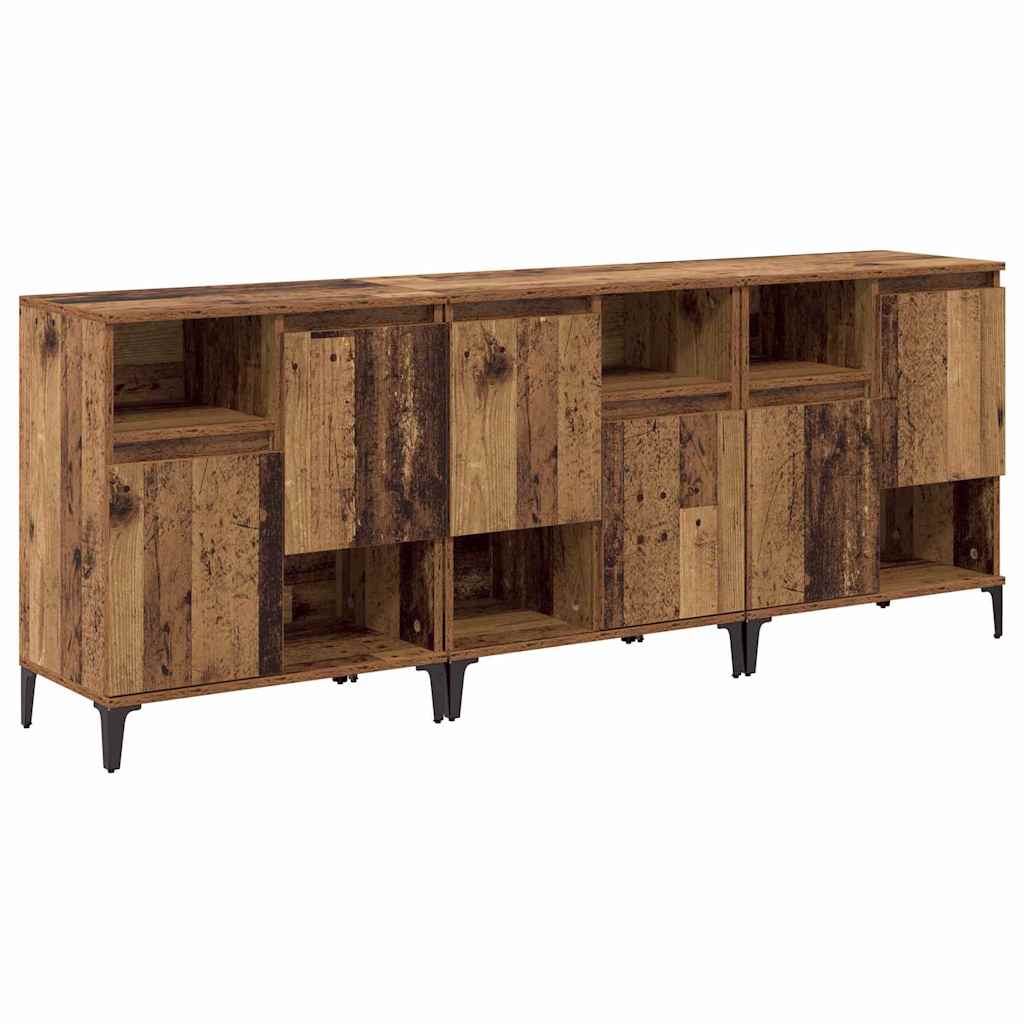 Buffets 3 pcs Bois Ancien 60 x 35 x 70 cm Bois d'ingénierie - XIOS