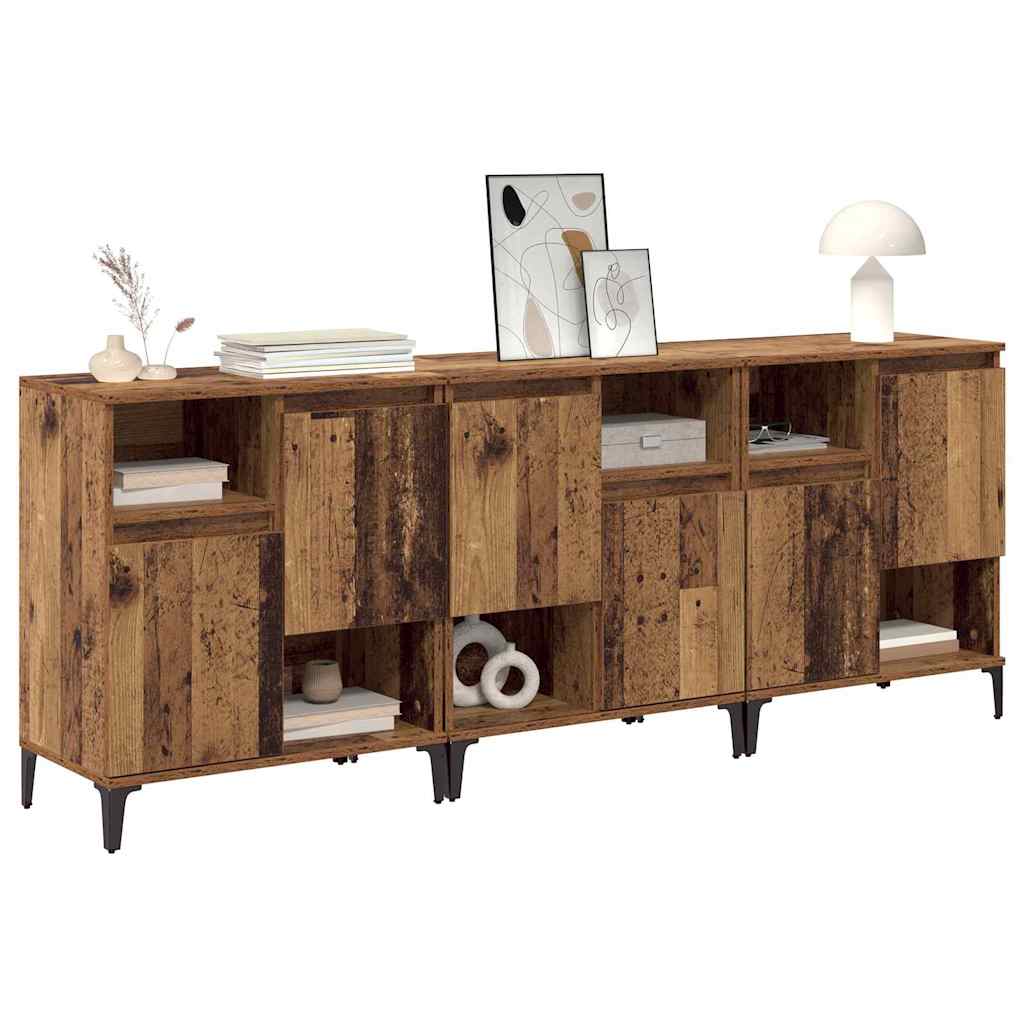 Buffets 3 pcs Bois Ancien 60 x 35 x 70 cm Bois d'ingénierie - XIOS