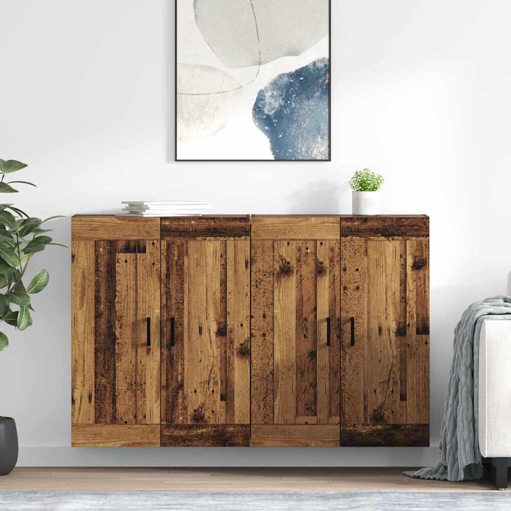 Meuble mural Montage mural 2 pcs Bois ancien 69,5 x 34 x 90 cm - XIOS