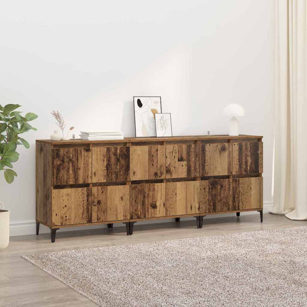 Buffets 3 pcs Bois Ancien 60 x 35 x 70 cm Bois d'ingénierie - XIOS