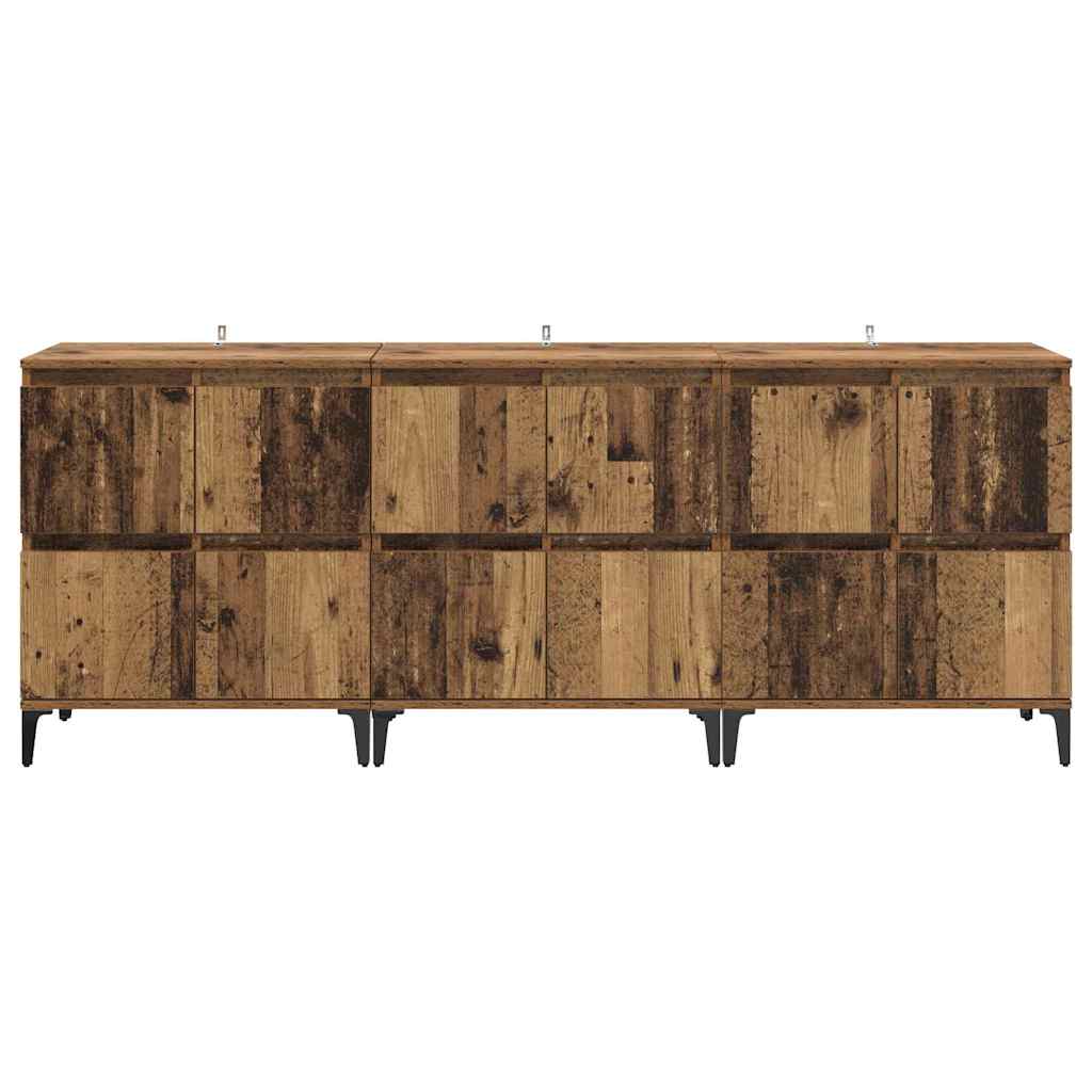 Buffets 3 pcs Bois Ancien 60 x 35 x 70 cm Bois d'ingénierie - XIOS