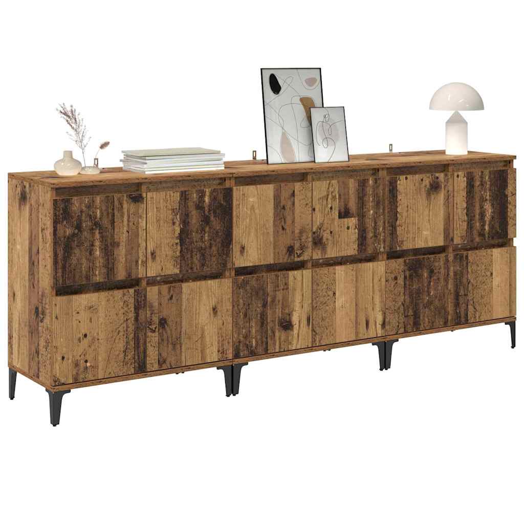 Buffets 3 pcs Bois Ancien 60 x 35 x 70 cm Bois d'ingénierie - XIOS