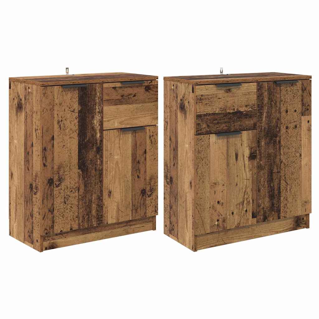 Buffets 2 pcs Bois Ancien 60 x 30 x 70 cm Bois d'ingénierie - XIOS