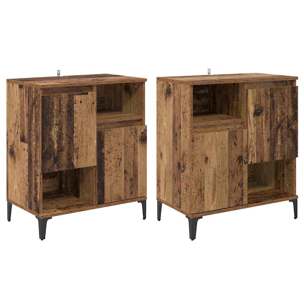 Buffets 2 pcs Bois Ancien 60 x 35 x 70 cm Bois d'ingénierie - XIOS