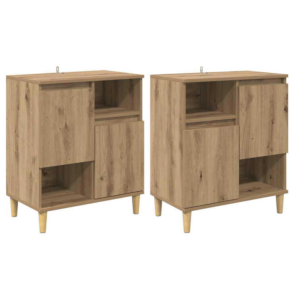 Buffets 2 pcs Chêne artisanal 60 x 35 x 70 cm Bois d'ingénierie - XIOS