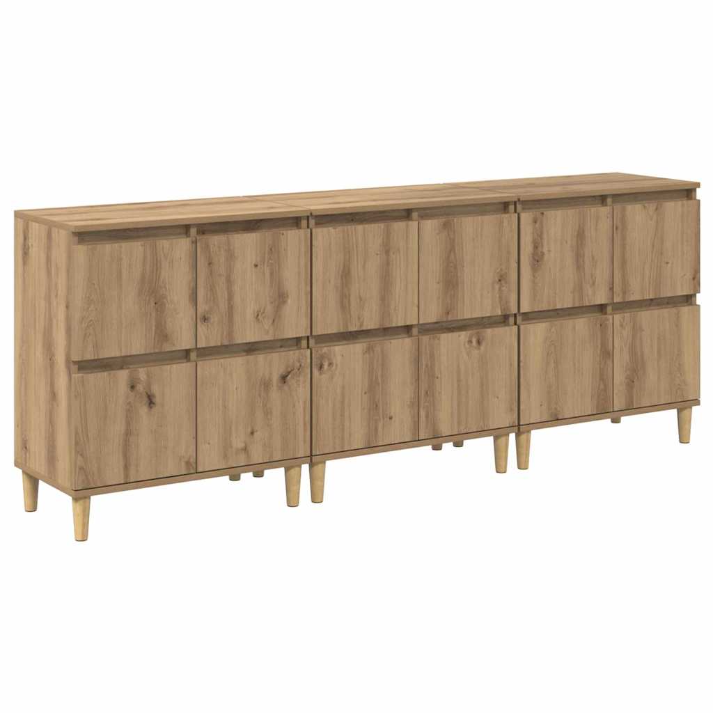 Buffets 3 pcs Chêne artisanal 60 x 35 x 70 cm Bois d'ingénierie - XIOS