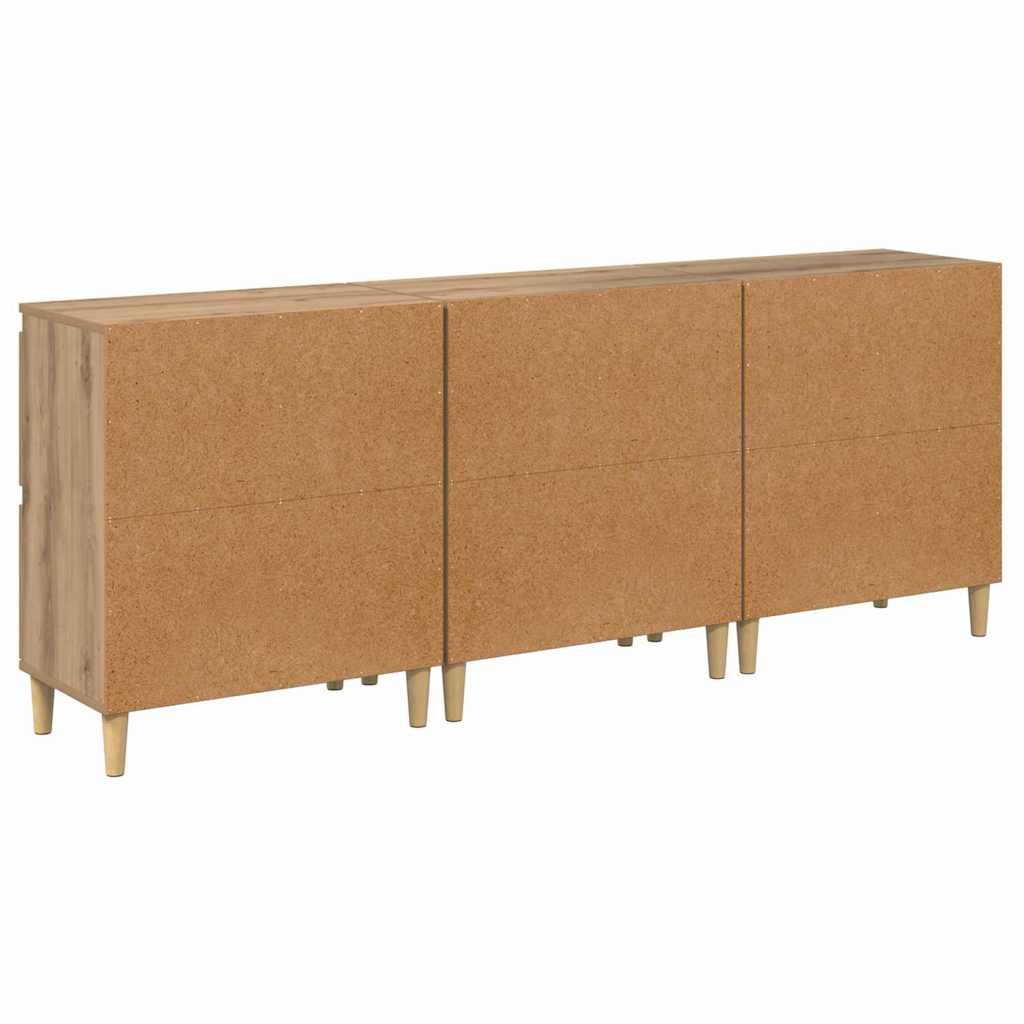 Buffets 3 pcs Chêne artisanal 60 x 35 x 70 cm Bois d'ingénierie - XIOS