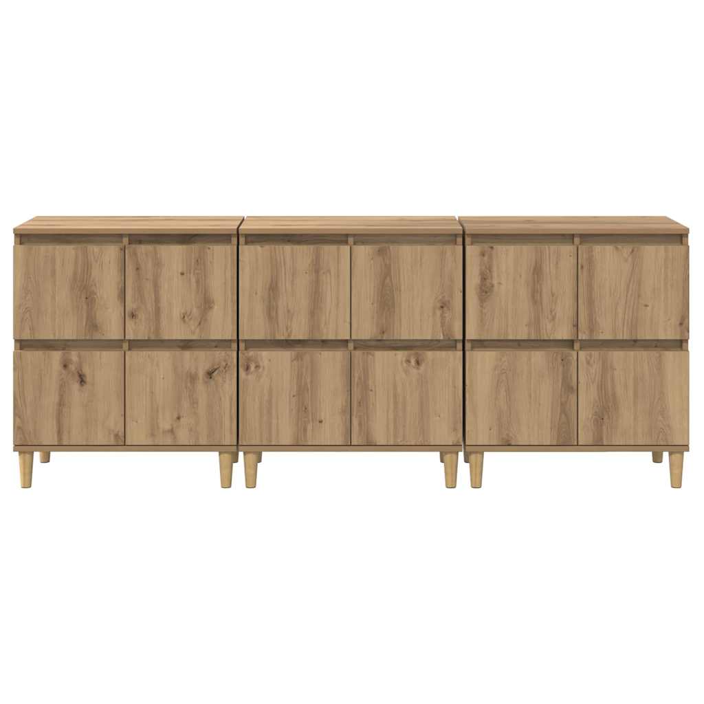 Buffets 3 pcs Chêne artisanal 60 x 35 x 70 cm Bois d'ingénierie - XIOS