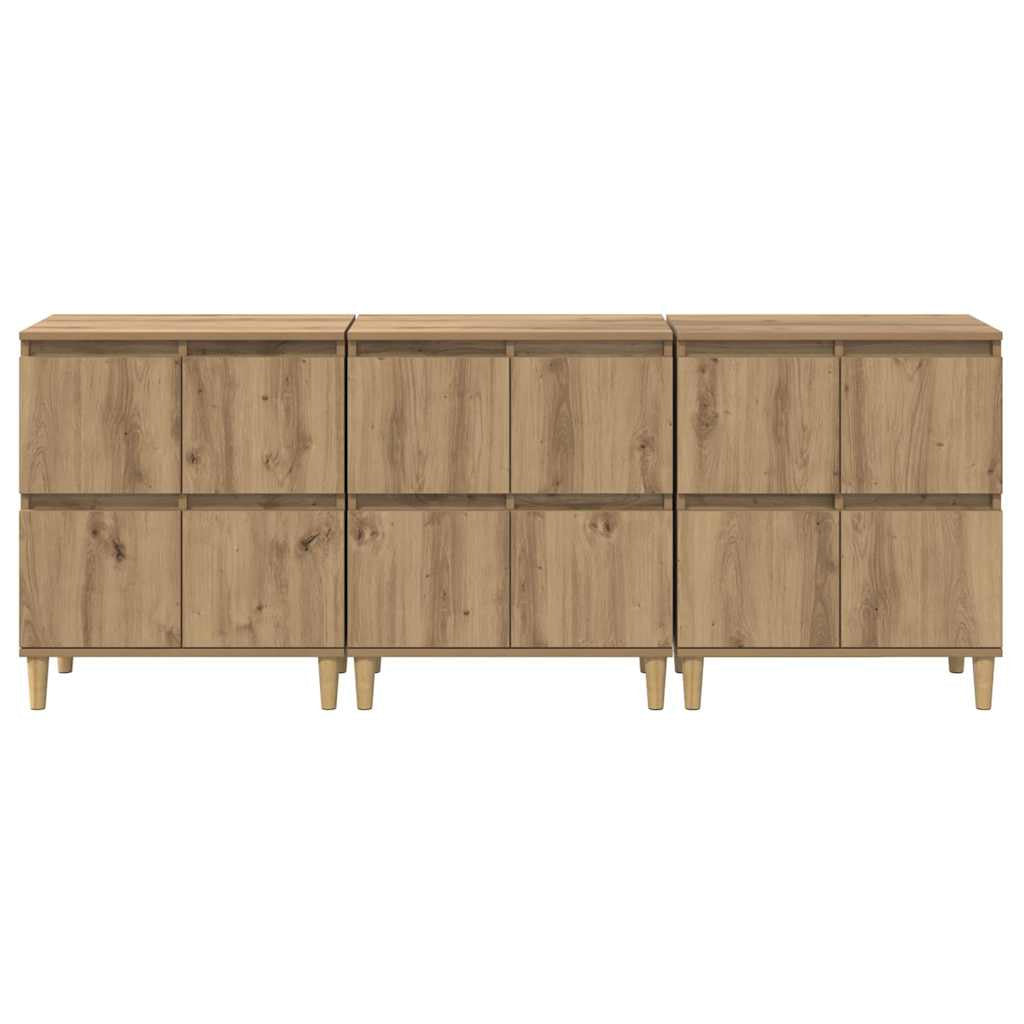 Buffets 3 pc Chêne artisanal 60 x 35 x 70 cm Bois d’ingénierie - XIOS