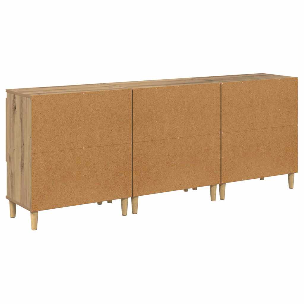 Buffets 3 pcs Chêne artisanal 60 x 35 x 70 cm Bois d'ingénierie - XIOS