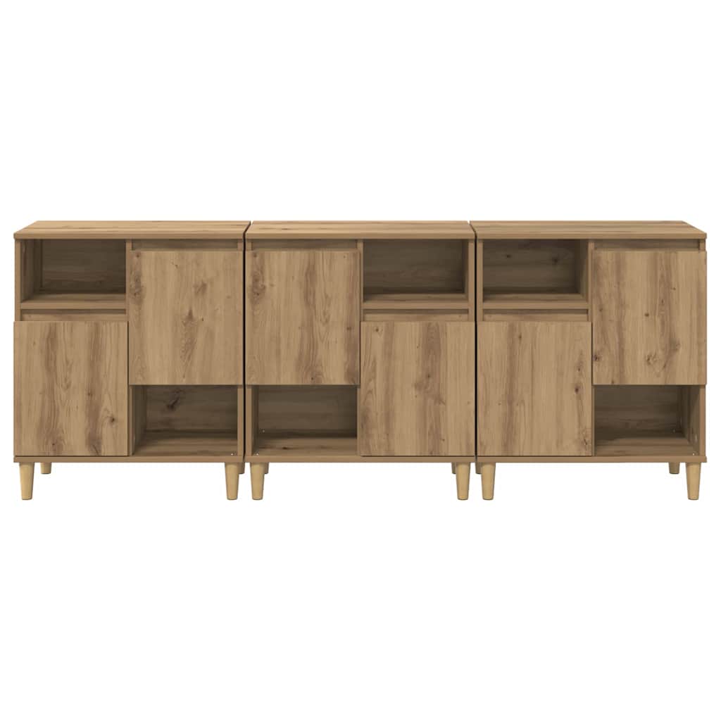 Buffets 3 pcs Chêne artisanal 60 x 35 x 70 cm Bois d'ingénierie - XIOS