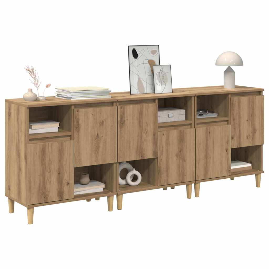 Buffets 3 pcs Chêne artisanal 60 x 35 x 70 cm Bois d'ingénierie - XIOS