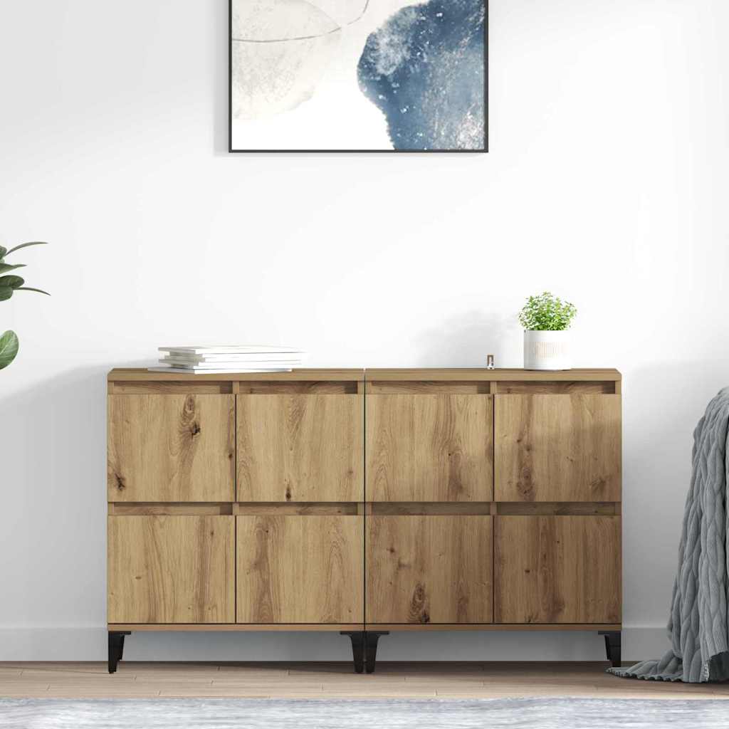 Buffets 2 pcs Chêne artisanal 60 x 35 x 70 cm Bois d'ingénierie - XIOS