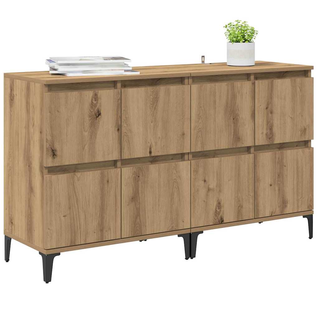 Buffets 2 pcs Chêne artisanal 60 x 35 x 70 cm Bois d'ingénierie - XIOS