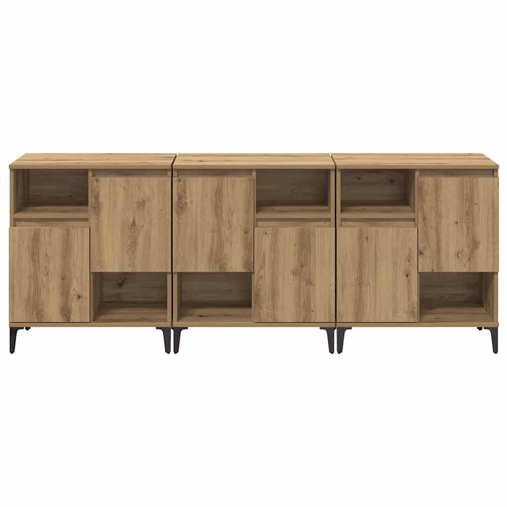 Buffets 3 pc Chêne artisanal 60 x 35 x 70 cm Bois d'ingénierie