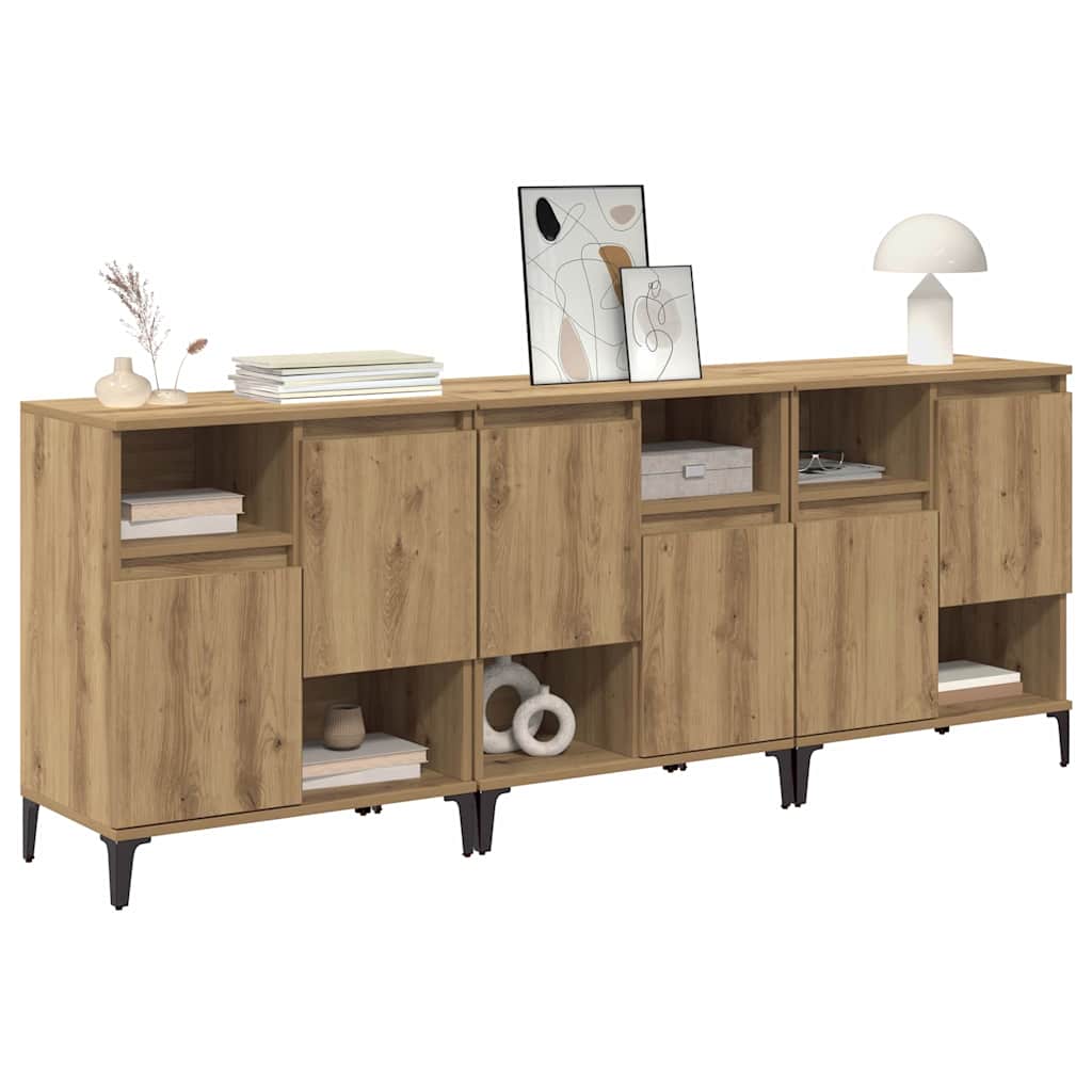 Buffets 3 pc Chêne artisanal 60 x 35 x 70 cm Bois d'ingénierie