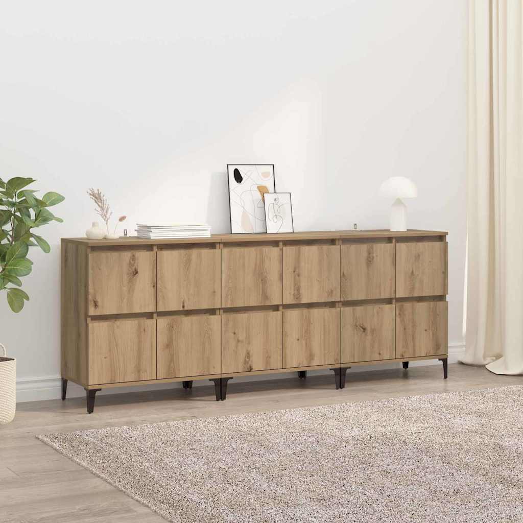 Buffets 3 pc Chêne artisanal 60 x 35 x 70 cm Bois d’ingénierie - XIOS