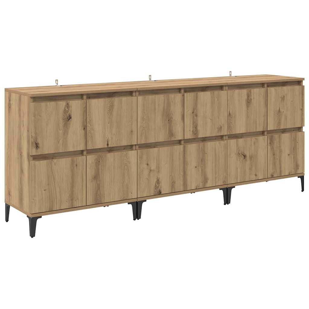 Buffets 3 pcs Chêne artisanal 60 x 35 x 70 cm Bois d'ingénierie - XIOS