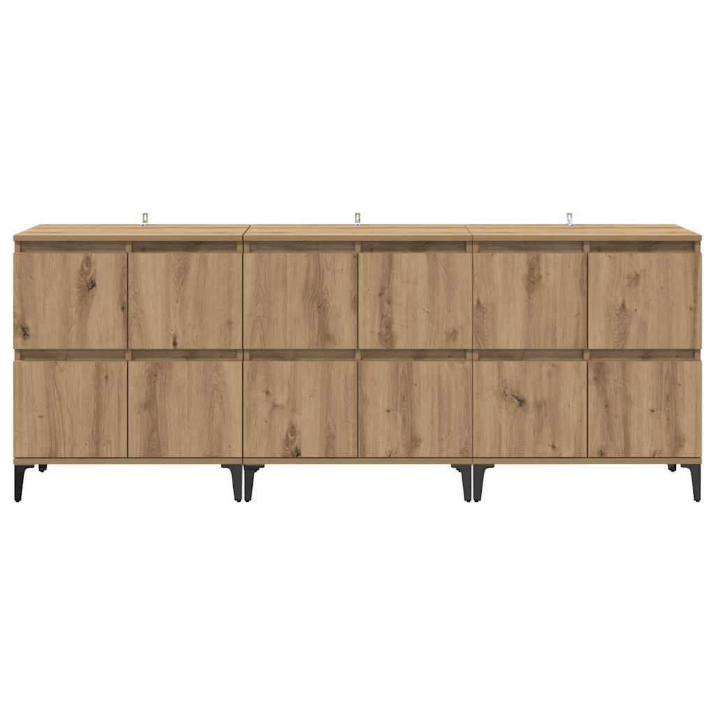 Buffets 3 pcs Chêne artisanal 60 x 35 x 70 cm Bois d'ingénierie - XIOS