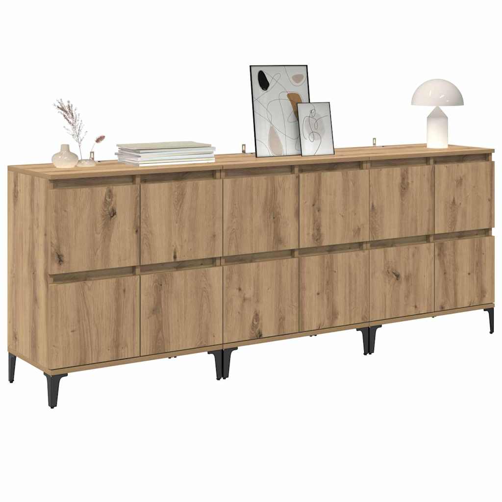 Buffets 3 pc Chêne artisanal 60 x 35 x 70 cm Bois d’ingénierie - XIOS
