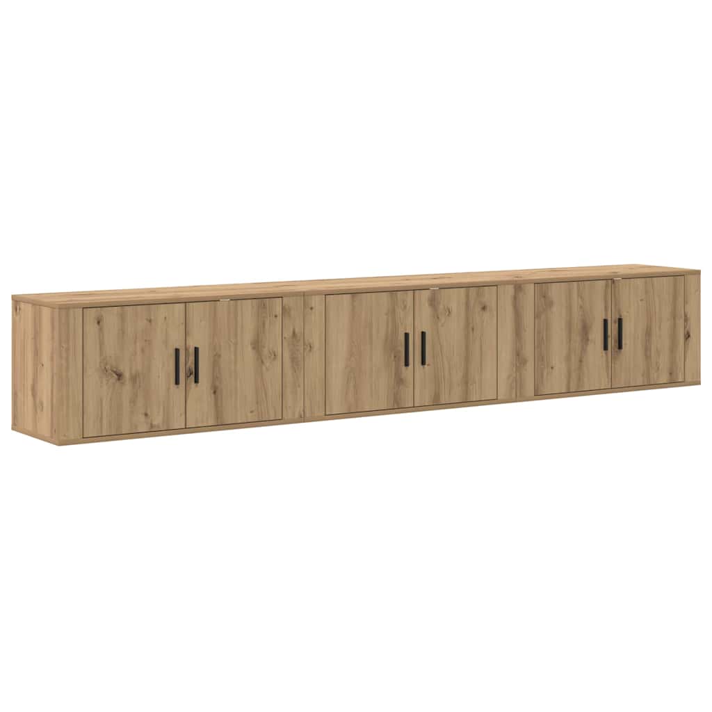 Ensemble de meuble TV mural 3 pc Chêne artisanal