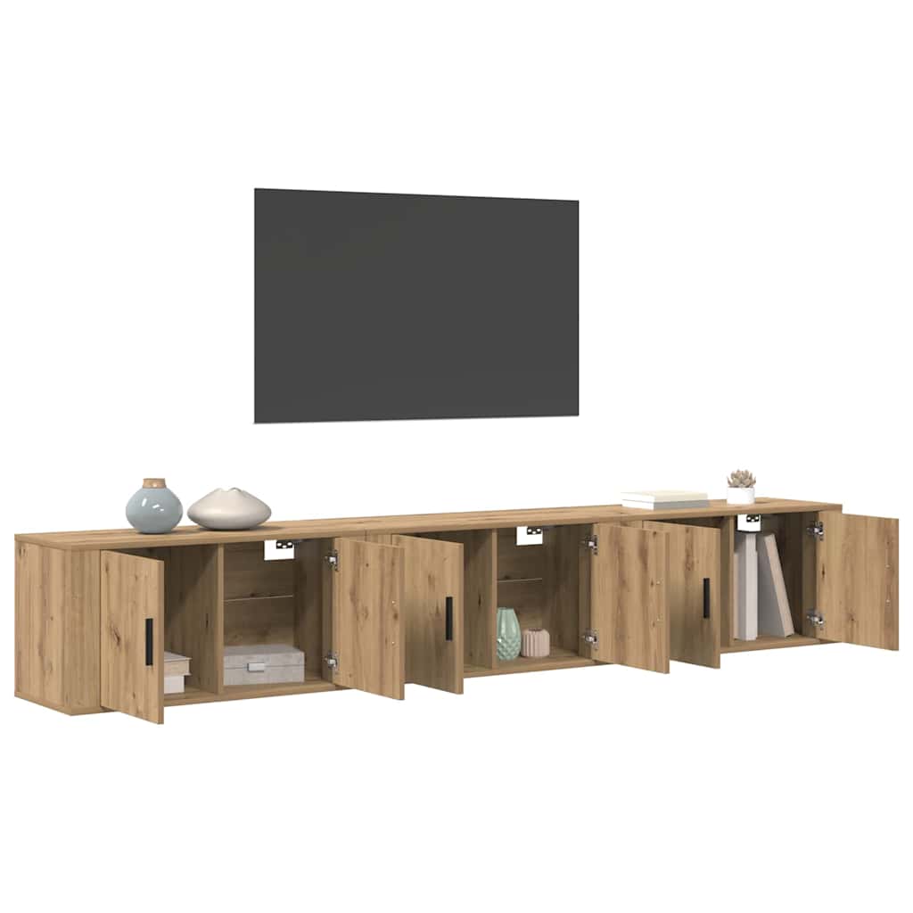 Ensemble de meuble TV mural 3 pc Chêne artisanal